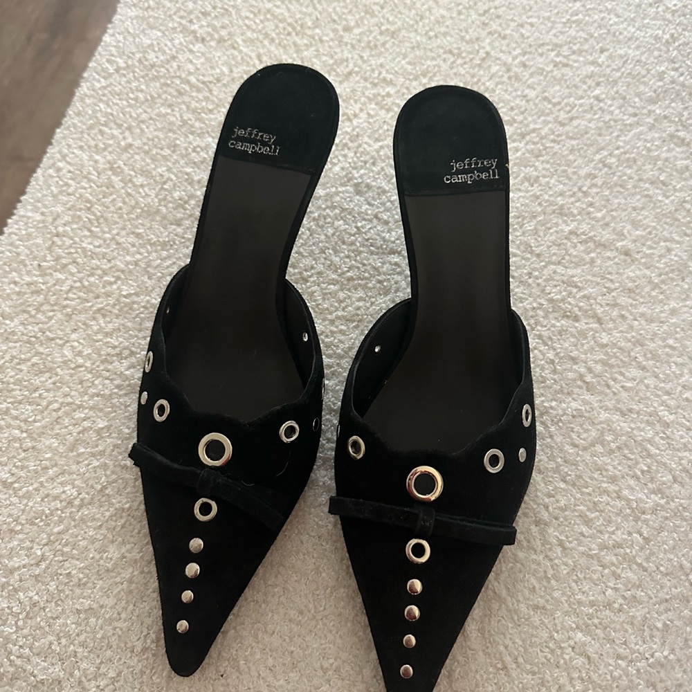 Jeffrey Campbell Black Studded Mules - Picture 2 of 4